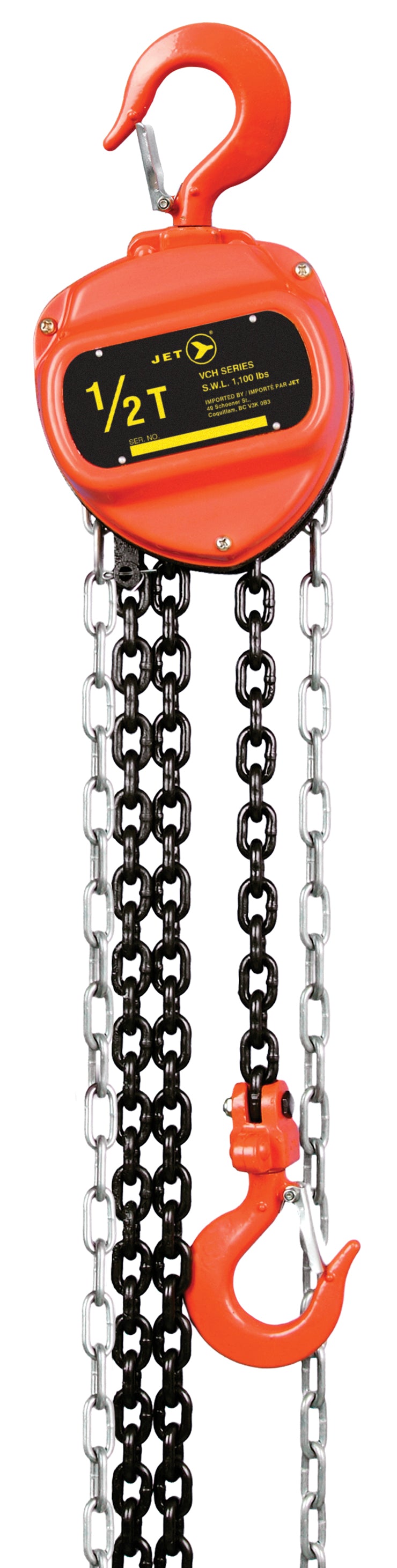 Chain Hoists Jet VCH-1020 1 Ton 20' Lift Vch Series Chain Hoist