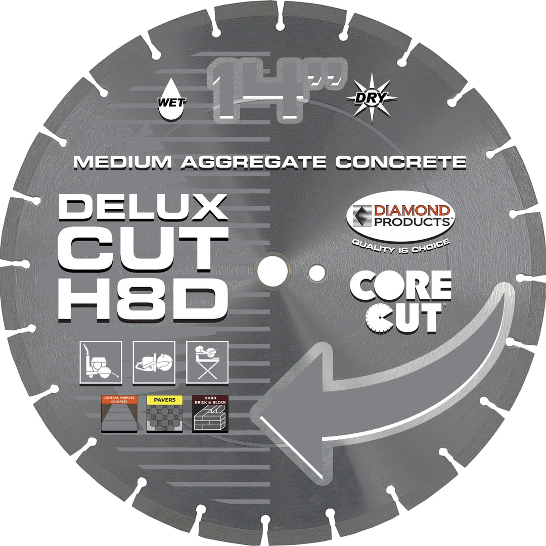 Diamond Products 70499  ~  14 Inch x .125 Inch x 1 Inch, Delux-Cut (D) Asphalt, Green Concrete, Brick and Block, High Speed Hand Saw Diamond Blade