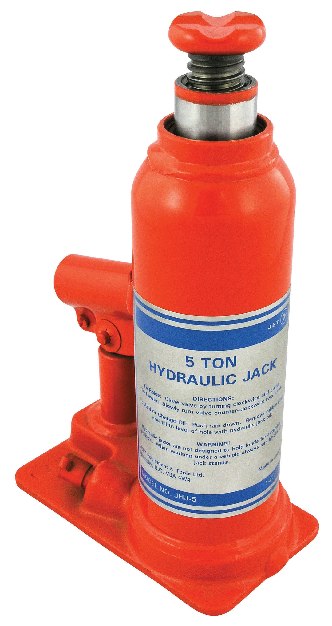 Bottle Jacks Jet JHJ-5 5 Ton Hydraulic Bottle Jack Super Heavy Duty
