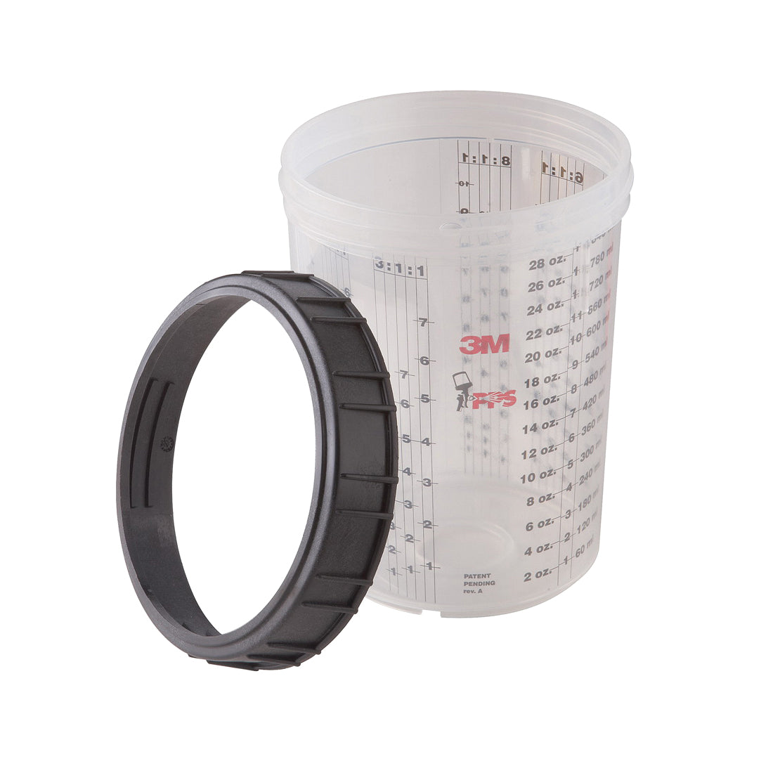 3M PPS 16023 ~ Paint Prep System Large Cup & Collar 28 Oz. (850 ml ...