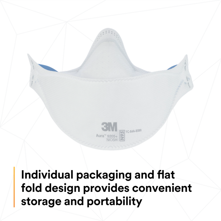 3M Aura 9205+  ~  Healthcare N95 Particulate Respirator 9205+ | Ultra-Lightweight Three-Panel Flat-Fold Design | NIOSH Approved | Box of 20 Units - Targa Tools
