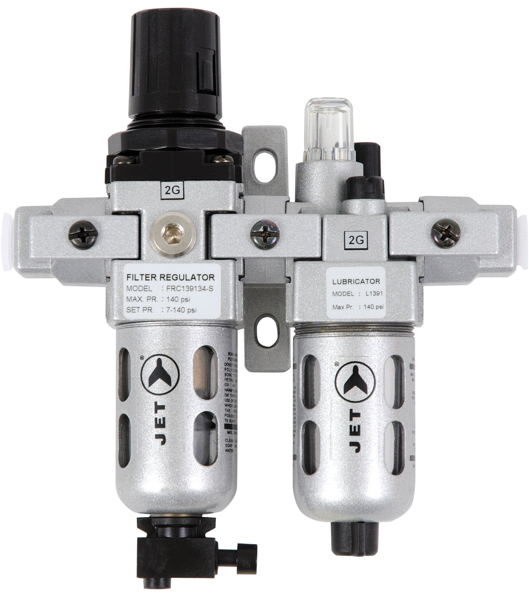 FRLs & Parts Jet AFRLCM14 2 Piece Air Filter Regulator And Lubricator 1/4 Inch Npt Miniature