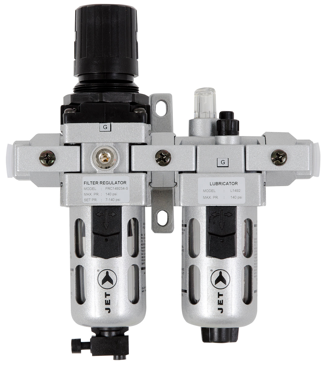 FRLs & Parts Jet AFRLCI38 2 Piece Air Filter Regulator And Lubricator 3/8 Inch Npt Intermediate