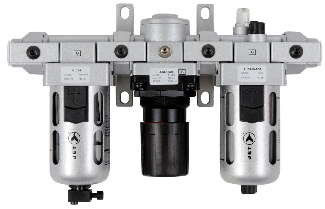 FRLs & Parts Jet AFRLMS12 3 Piece Air Filter Regulator And Lubricator 1/2 Inch Npt Standard