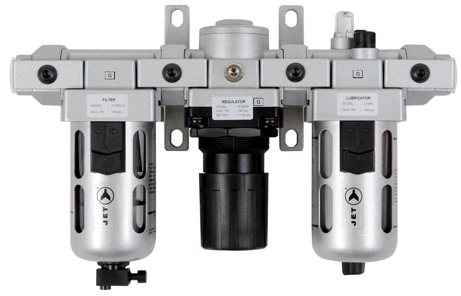 FRLs & Parts Jet AFRLMS12 3 Piece Air Filter Regulator And Lubricator 1/2 Inch Npt Standard
