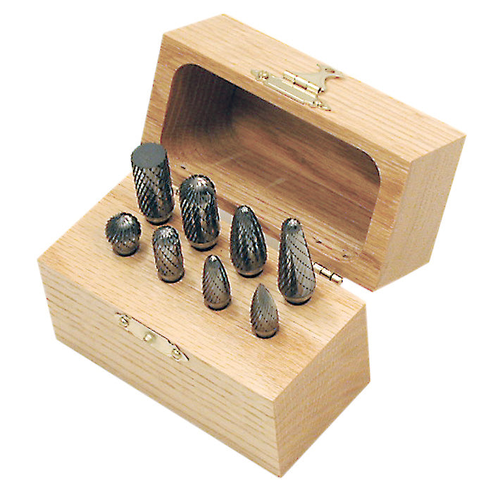 Regular Carbide Burrs Jet CBK-8 8 Piece -Kut Carbide Burr Set In Wooden Box