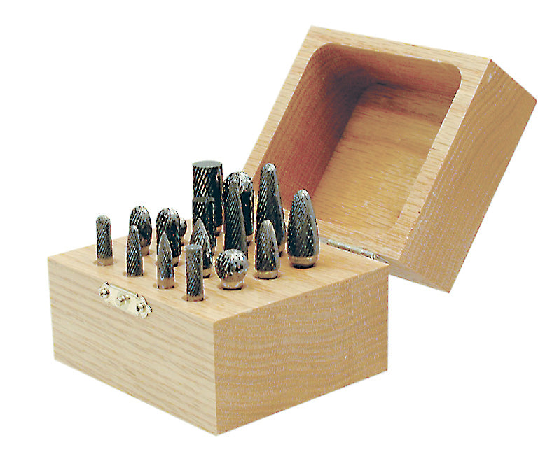 Regular Carbide Burrs Jet CBK-16 16 Piece -Kut Carbide Burr Set In Wooden Box