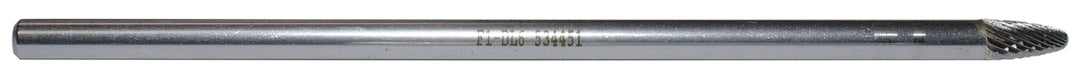 Regular Carbide Burrs Jet F1-DL6 1/4 Inch -Kut Long Shaft Tree Shape Burr (Radius End)