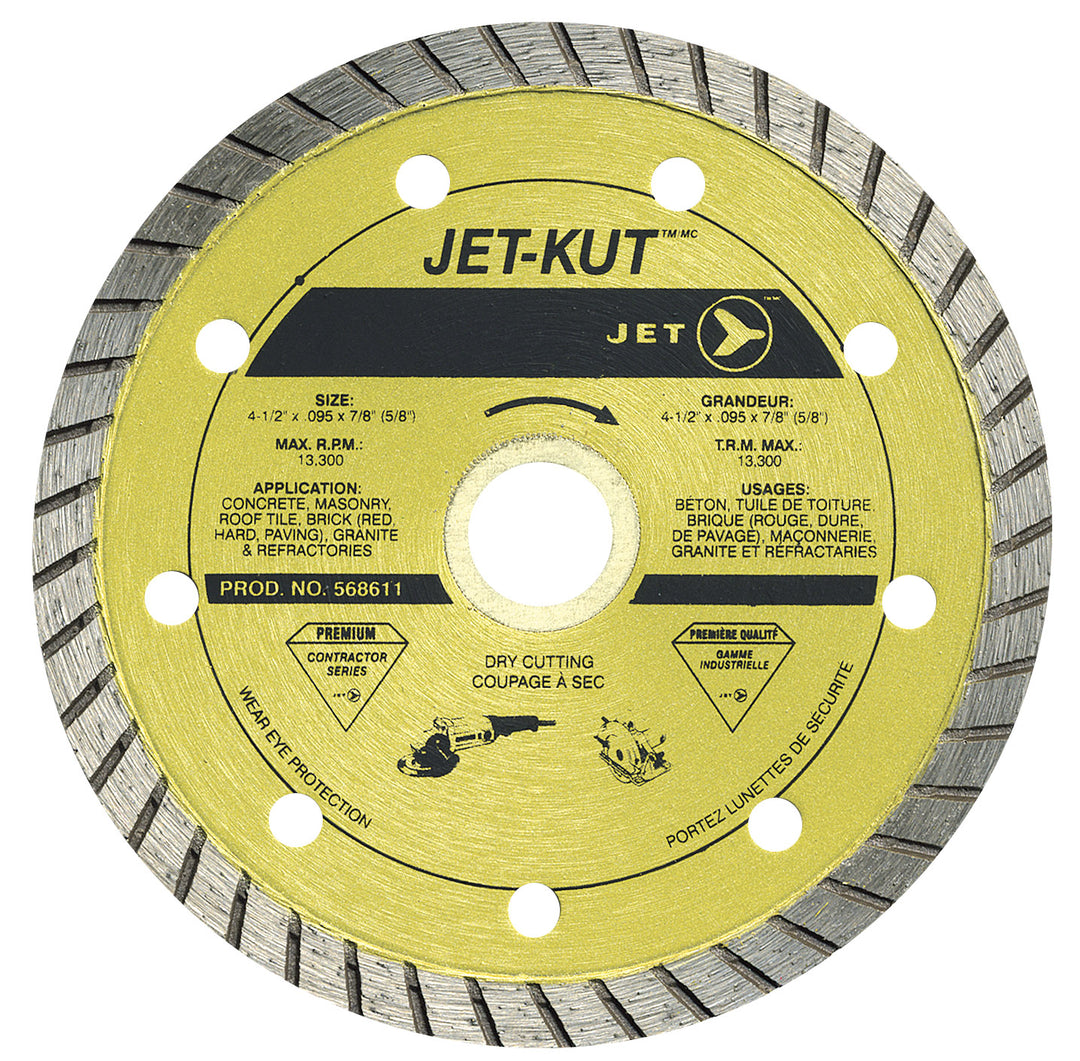 Diamond Blades Jet DDT-4.5 4-1/2 X .095 X 7/8 (5/8) -Kut Premium Turbo Diamond Blade