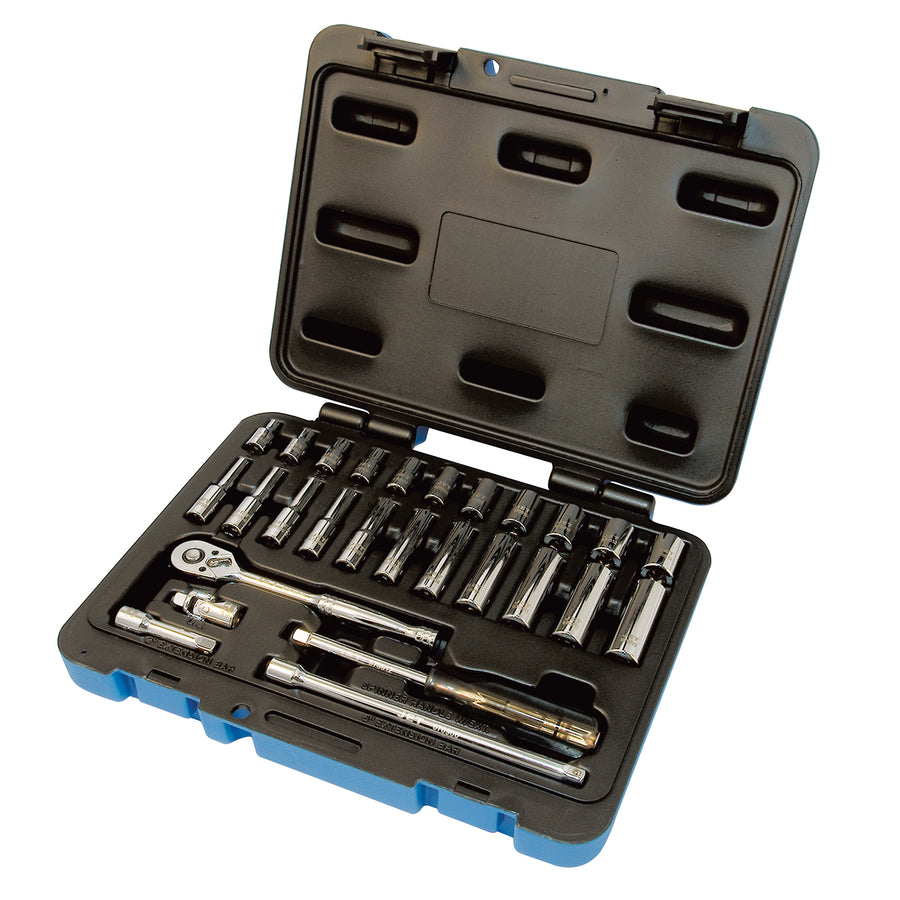 Socket Sets Jet SW1428M-6 28 Piece 1/4 Inch Dr Metric Socket Wrench Set 6 Point