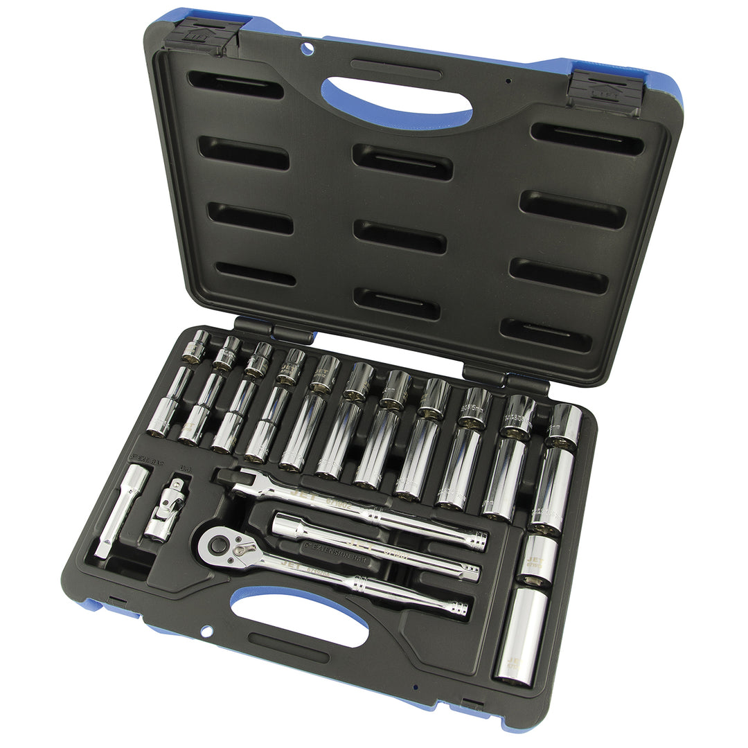 Socket Sets Jet SW3830M-6 30 Piece 3/8 Inch Dr Metric Socket Wrench Set 6 Point