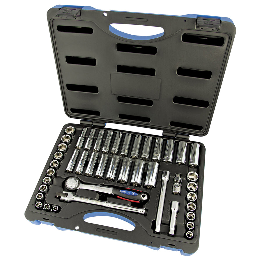 Socket Sets Jet SW3845C-6 45 Piece 3/8 Inch Drive SAE/Metric Socket Wrench Set (6 Point)