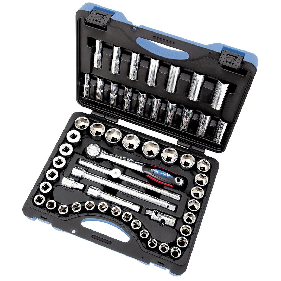 Socket Sets Jet SW1255C-6 55 Piece 1/2 Inch Drive SAE/Metric Socket Wrench Set (6 Point)