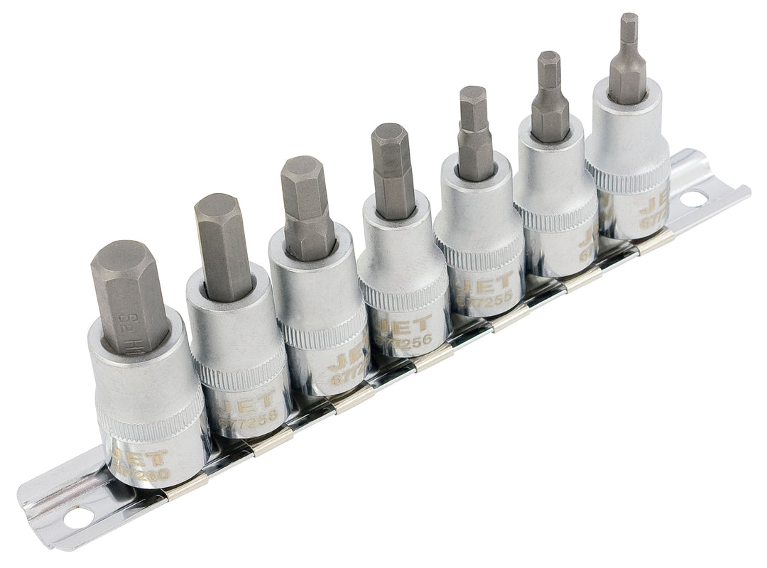 Socket Sets Jet HSW3811M 7 Piece 3/8 Inch Drive Metric 2 Inch Long Hex Bit Socket Set