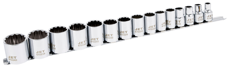 Socket Sets Jet SS1215-12 15 Piece 1/2 Inch Drive SAE Socket Set 12 Point