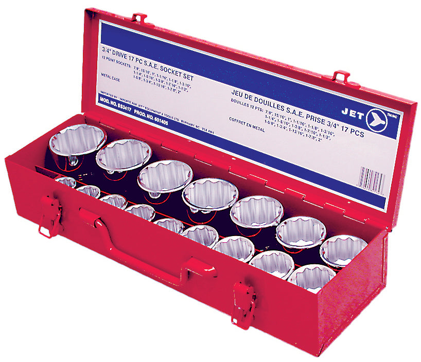 Socket Sets Jet SS3417 17 Piece 3/4 Inch Drive SAE Socket Set 12 Point