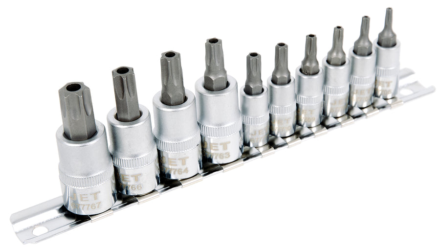 Socket Sets Jet SS1438-10TB 10 Piece 1/4 Inch & 3/8 Inch Dr Tamperproof Torx Bit Socket Set