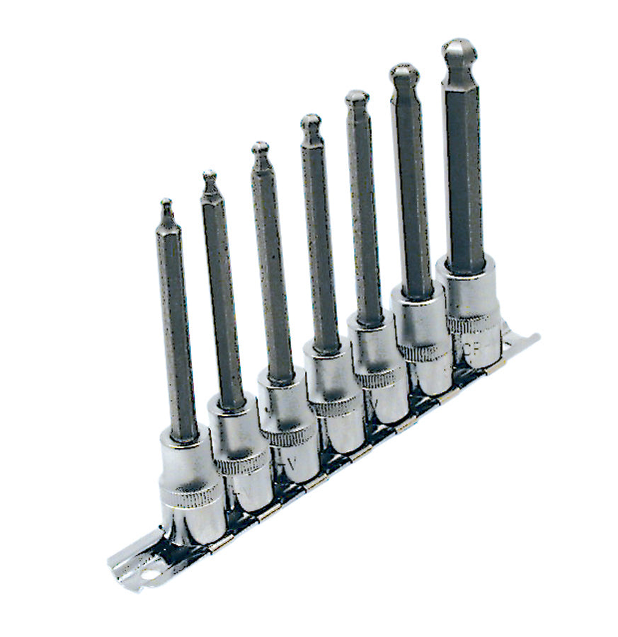 Socket Sets Jet LHSW-3807 7 Piece 3/8 Inch Driveive SAE 4 Inch Long Ball Nose Socket Set