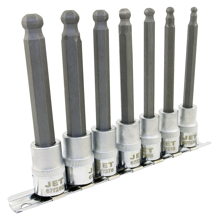 Socket Sets Jet LHSW-3807M 7 Piece 3/8 Inch Drive Metric 4 Inch Long Ball Nose Socket Set