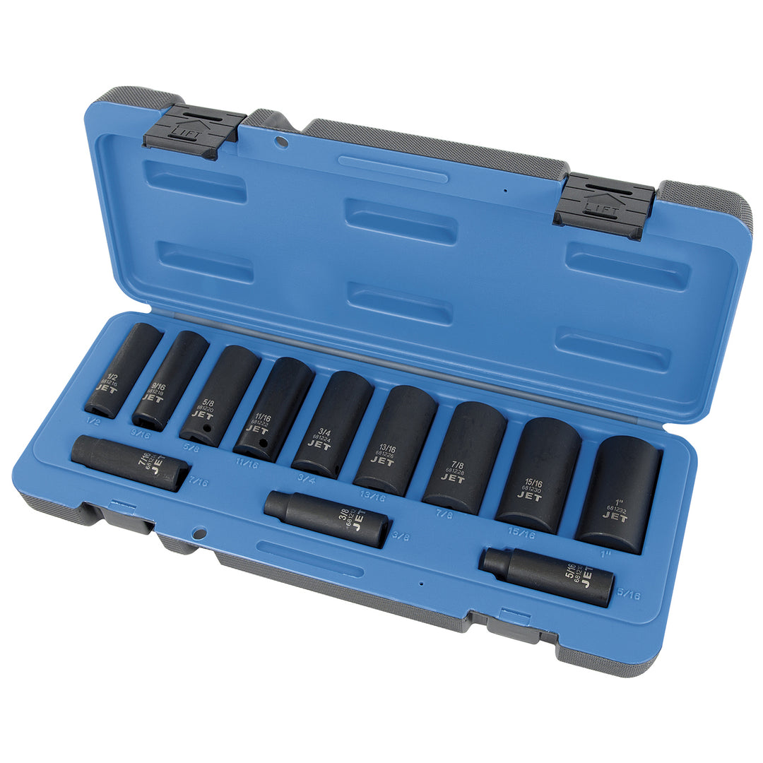 Socket Sets Jet PS1238D 12 Piece 3/8 Inch Drive Deep SAE Impact Socket Set (6 Point)