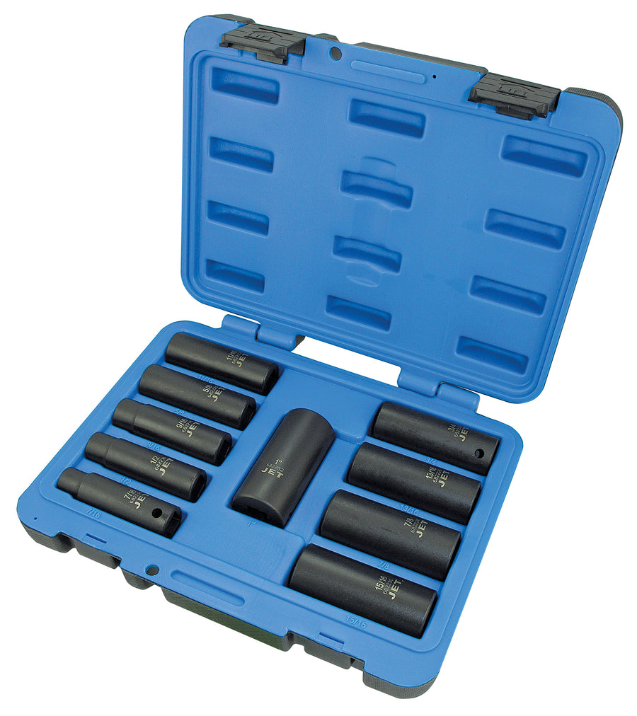 Socket Sets Jet PS1012D 10 Piece 1/2 Inch Drive Deep SAE Impact Socket Set (6 Point)