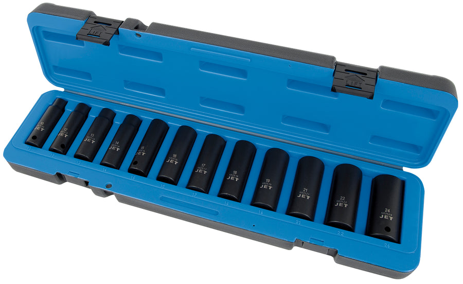 Socket Sets Jet PS1212DM 12 Piece 1/2 Inch Dr Deep Metric Impact Socket Set 6 Point