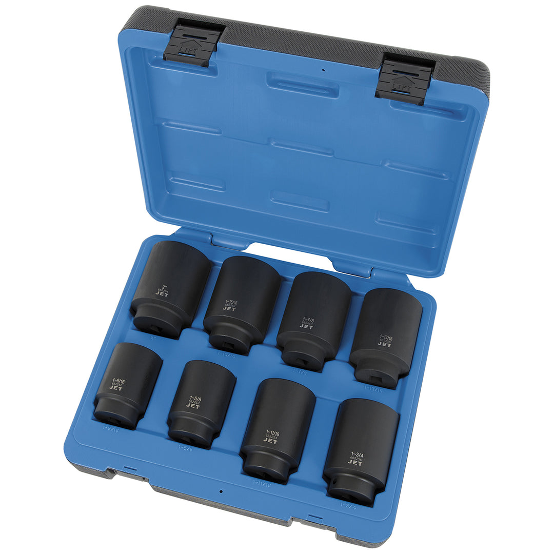 Socket Sets Jet PS812D 8 Piece 1/2 Inch Drive Deep SAE Impact Socket Set (6 Point)