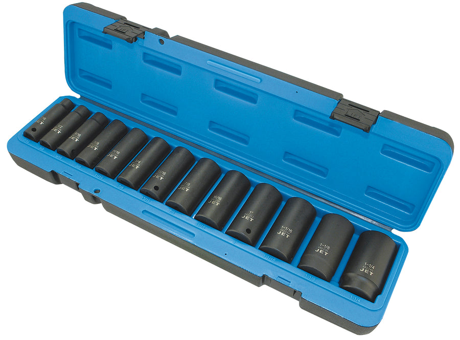 Socket Sets Jet PS1312D 13 Piece 1/2 Inch Drive Deep SAE Impact Socket Set (6 Point)