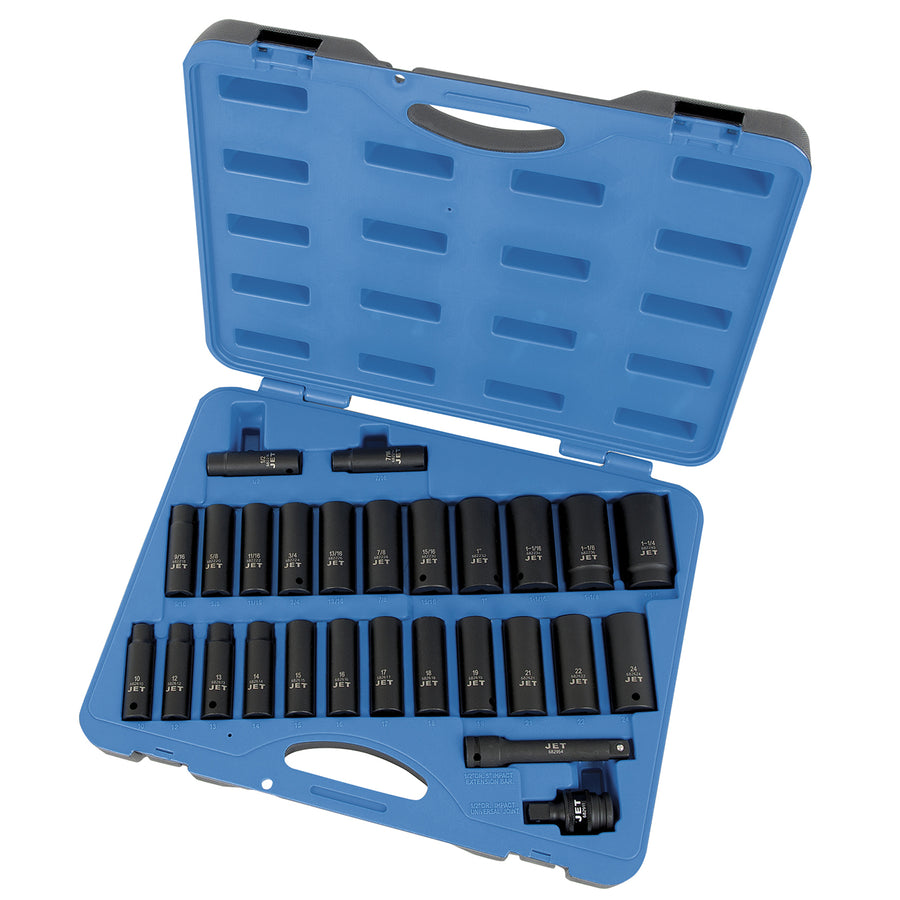 Socket Sets Jet PS2712DC 27 Piece 1/2 Inch Drive Deep SAE/Metric Impact Socket Set (6 Point)