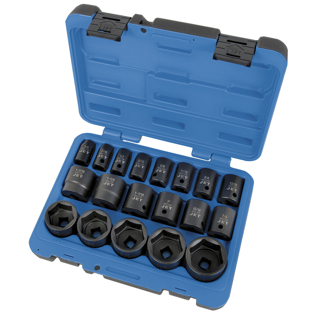 Socket Sets Jet PS1912 19 Piece 1/2 Inch Drive SAE Impact Socket Set (6 Point)