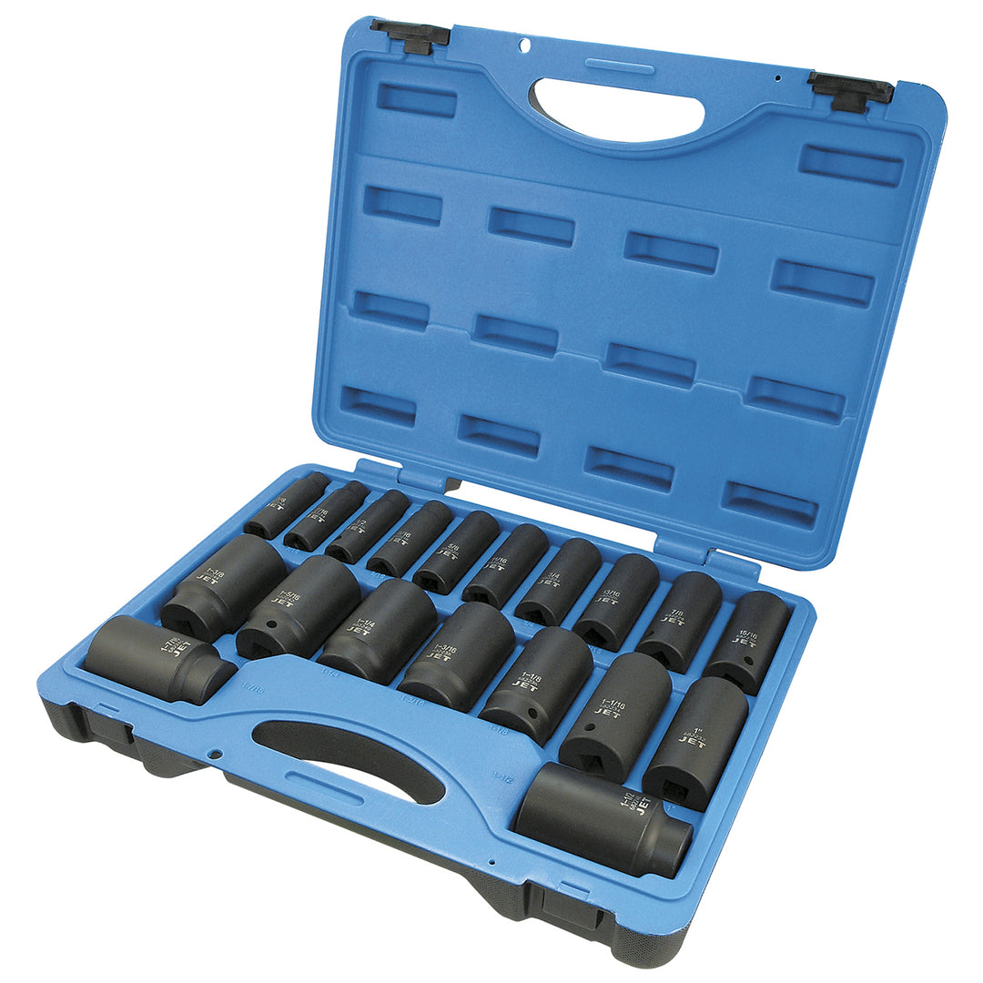 Socket Sets Jet PS1912D 19 Piece 1/2 Inch Drive Deep SAE Impact Socket Set (6 Point)