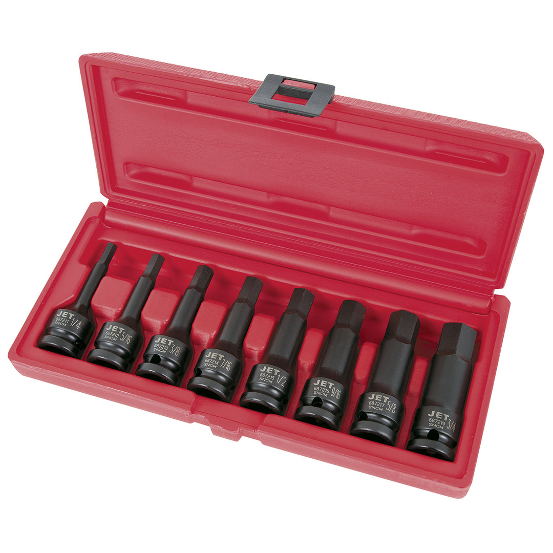 Socket Sets Jet PHB-1208 8 Piece 1/2 Inch Drive SAE Hex Bit Impact Socket Set