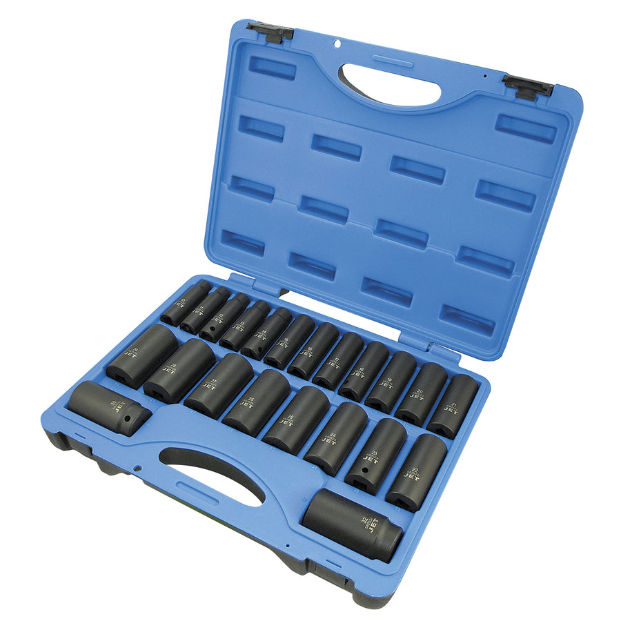 Socket Sets Jet PSS2212DM 22 Piece 1/2 Inch Dr Deep Metric Impact Socket Set 6 Point