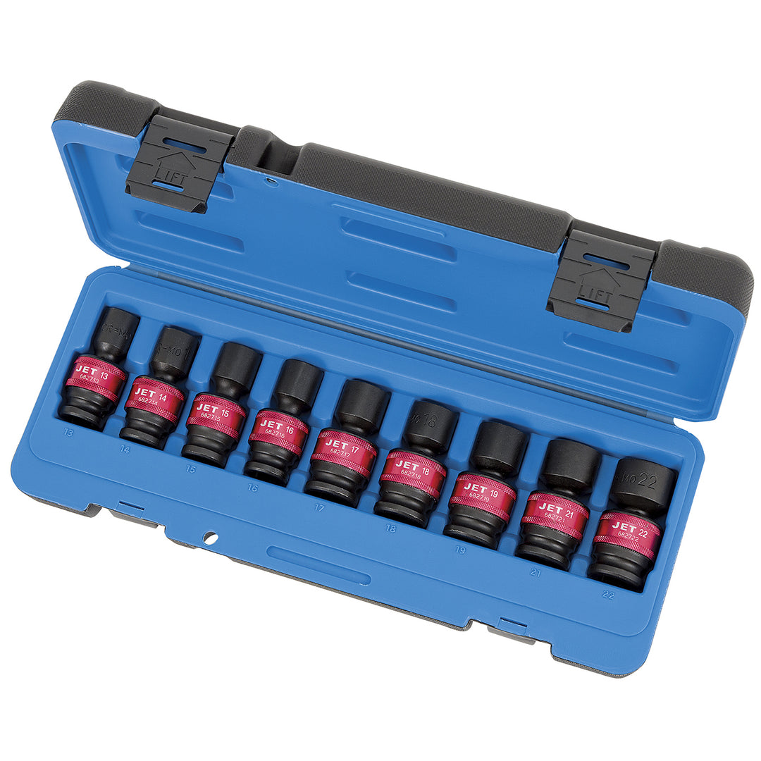 Socket Sets Jet PSU912M 9 Piece 1/2 Inch Dr Metric Universal Impact Socket Set 6 Point