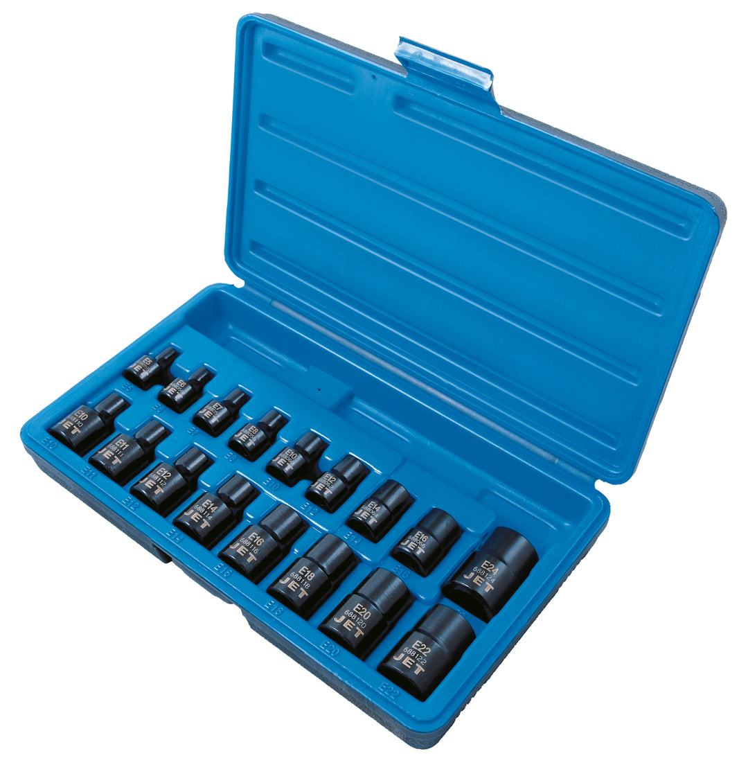 Socket Sets Jet PTS-17C 17 Piece 3/8 Inch & 1/2 Inch Dr External Torx Impact Socket Set