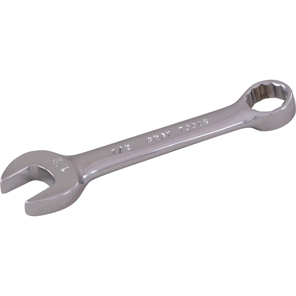 Gray 63212 3/8 STUBBY COMBINATION WRENCH, 12 POINT, MIRROR CHROME FINISH GRAY TOOLS 63212