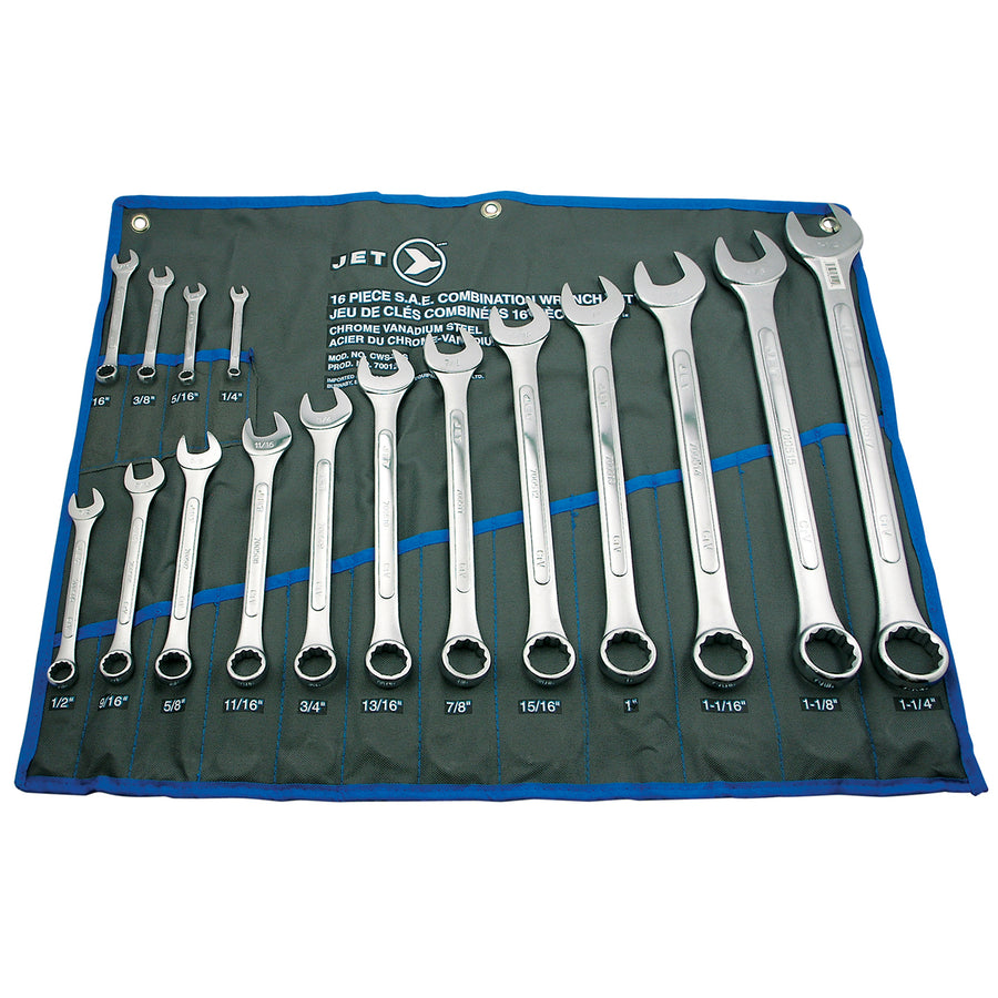 Combination Wrenches Jet CWS-16S 16 Piece SAE Raised Panel Combination Wrench Set
