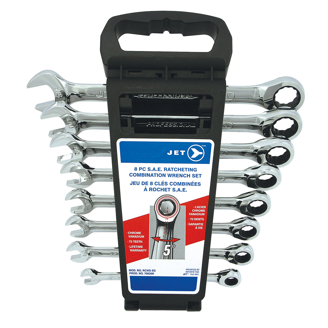 Combination Wrenches Jet RCWS-8S 8 Piece Long SAE Ratcheting Combination Wrench Set