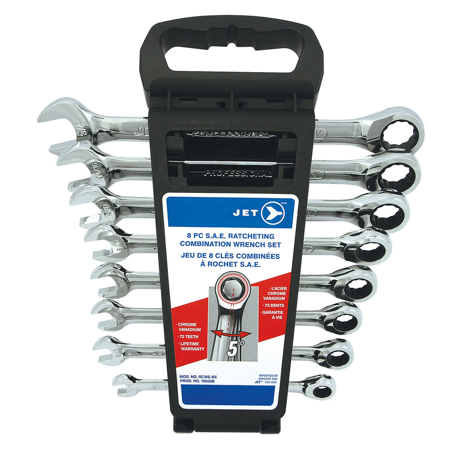 Combination Wrenches Jet RCWS-8S 8 Piece Long SAE Ratcheting Combination Wrench Set