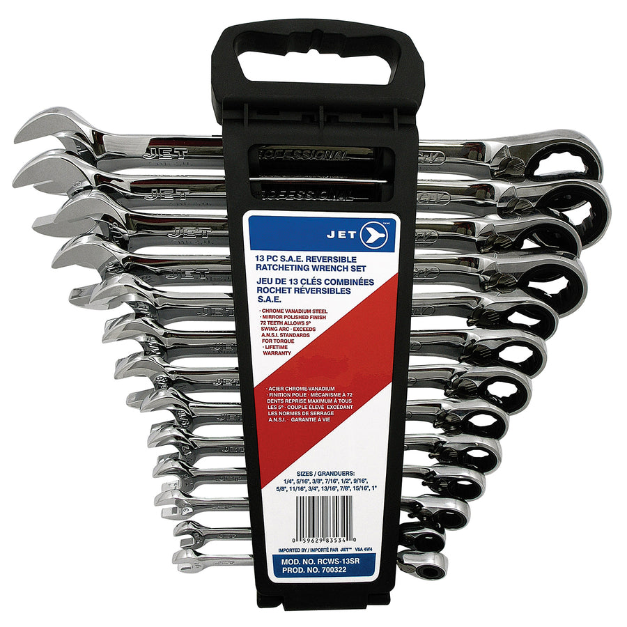 Combination Wrenches Jet RCWS-13SR, 13 Piece Long SAE Reversible Ratcheting Combination Wrench Set