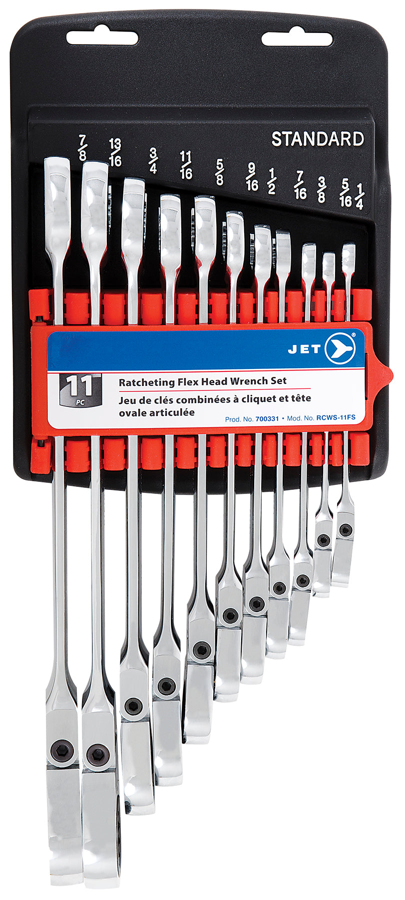 Combination Wrenches Jet RCWS-11FS 11 Piece SAE Flex Head Ratchet Combination Wrench Set