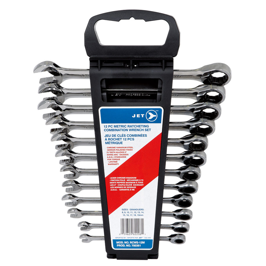 Combination Wrenches Jet RCWS-12M 12 Piece Metric Ratcheting Combination Wrench Set