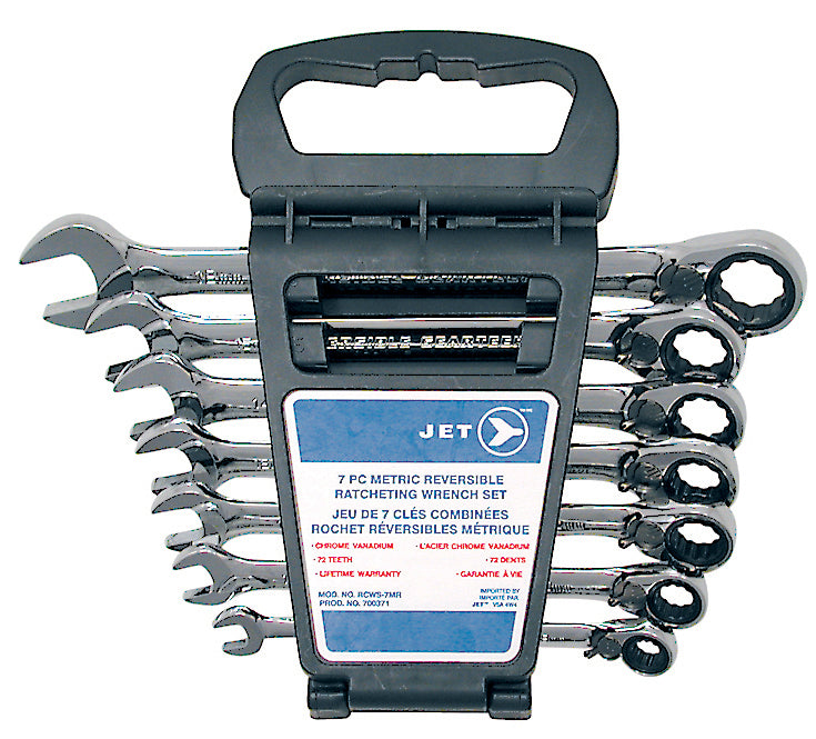 Combination Wrenches Jet RCWS-7MR 7 Piece Long Metric Reversible Ratcheting Combination Wrench Set