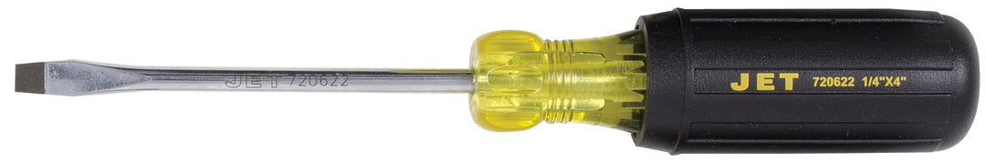 Cushion Grip Screwdrivers Jet JKSS-4R 1/4 Inch x 4 Inch Slot Round Shank Cushion Grip Screwdriver
