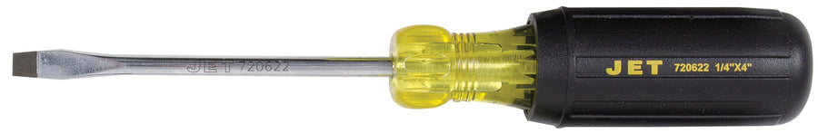 Cushion Grip Screwdrivers Jet JKSS-4R 1/4 Inch x 4 Inch Slot Round Shank Cushion Grip Screwdriver