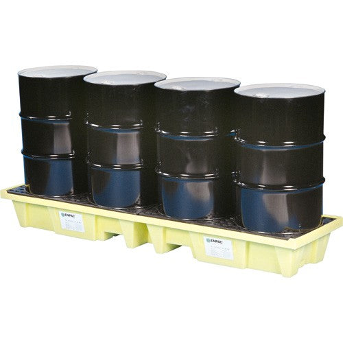 Spill Pallet Enpac 5102-YE In-Line Poly-Spillpallet 3000 (4 Drum) 98 X 25.25 Inch X 12 Inch