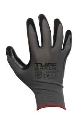 Work Gloves Tuff Grade TGG-200-08 13 Gauge Polyester Shell Nitrile Palm