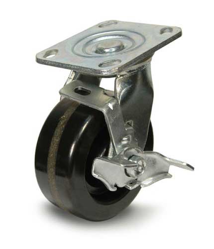 Casters Tuff Grade TGC-50402-S Caster 4X2 Phenolic Swivel With Top Locking Brake 550 Lb Cap