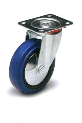 Casters Tuff Grade V30125PS-IR/BR Caster 5 Inch Swivel Blue Rubber 440Lb Cap