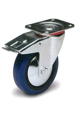Casters Tuff Grade V30100PB-IR/BR Caster 4 Inch Tlb Swivel Blue Rubber 330Lb Cap